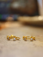 CZ Starburst hinged hoop earrings