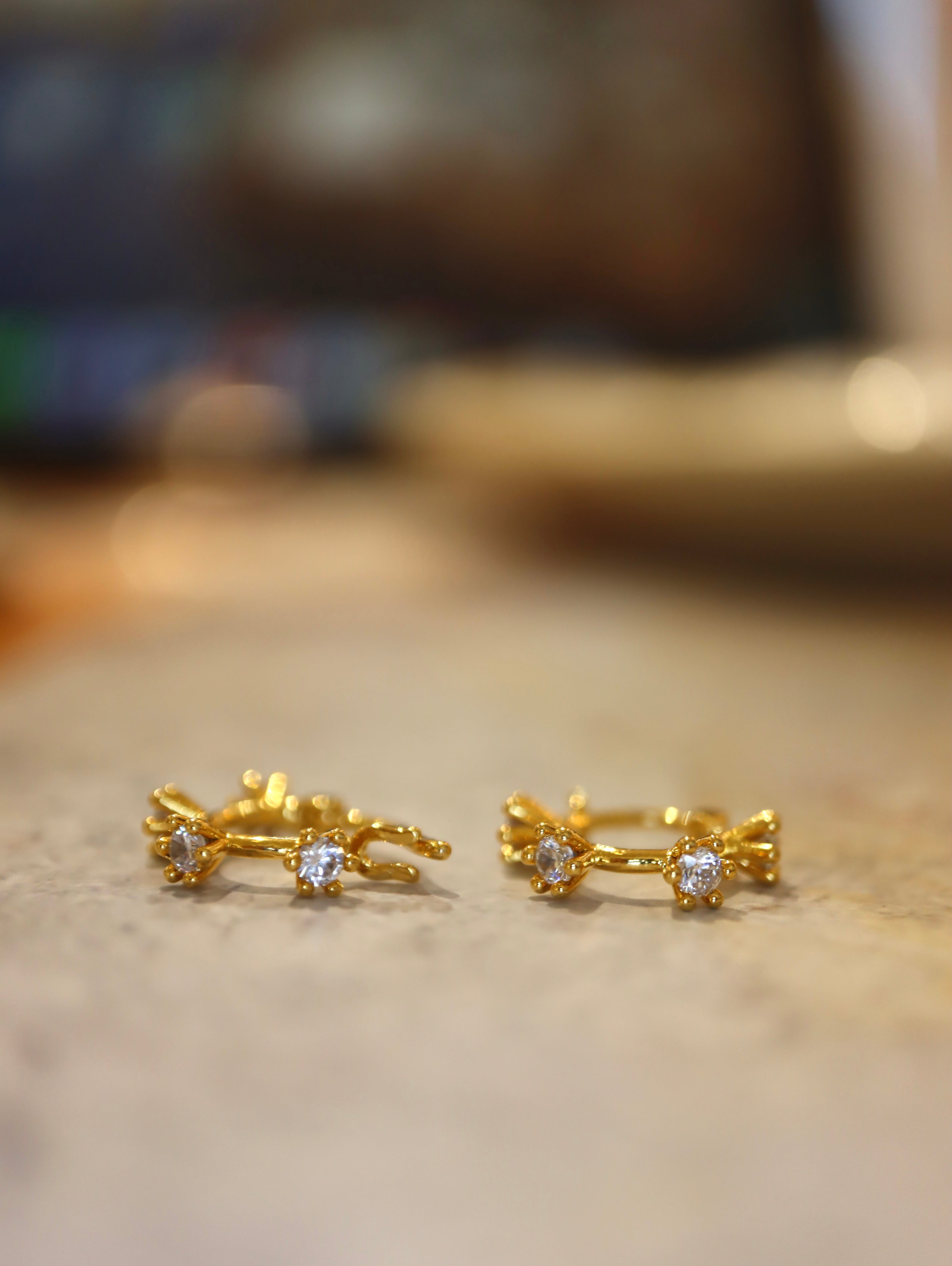 CZ Starburst hinged hoop earrings