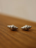 Mini croissant brass earrings