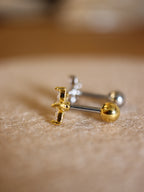 Flower cz surgical steel earring piercing