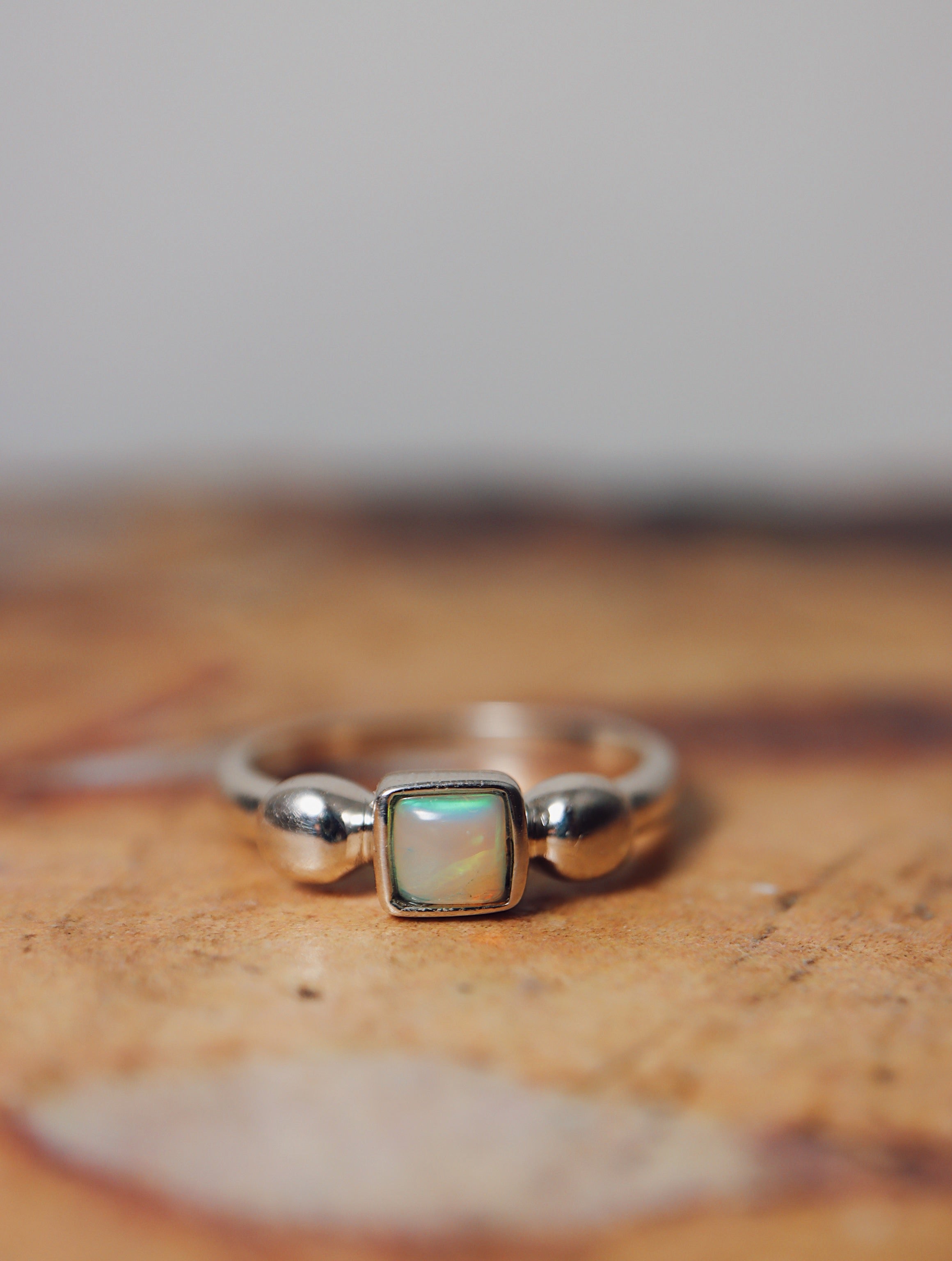 Square Ethiopian Opal Silver 925 ring