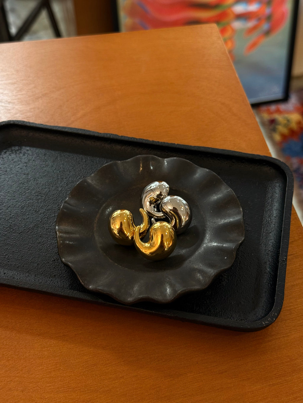 Swirl stainless steel earrings