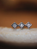 Triple cz surgical steel stud piercing (1pc)