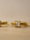 Square Solitaire Hoop Stainless Steel Earrings