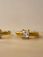 Square Solitaire Hoop Stainless Steel Earrings