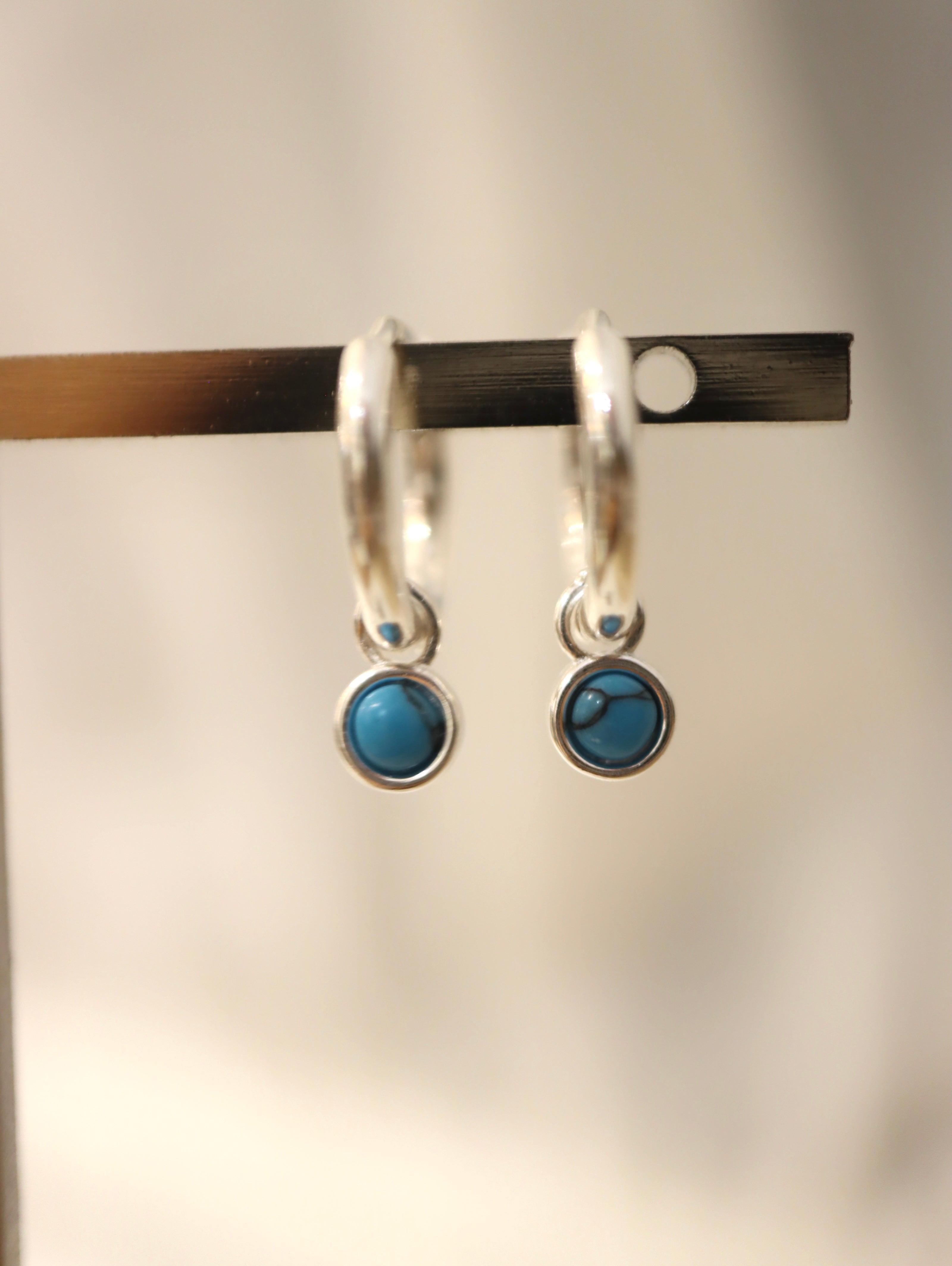Sky Blue Orbit Huggies 925 silver earrings
