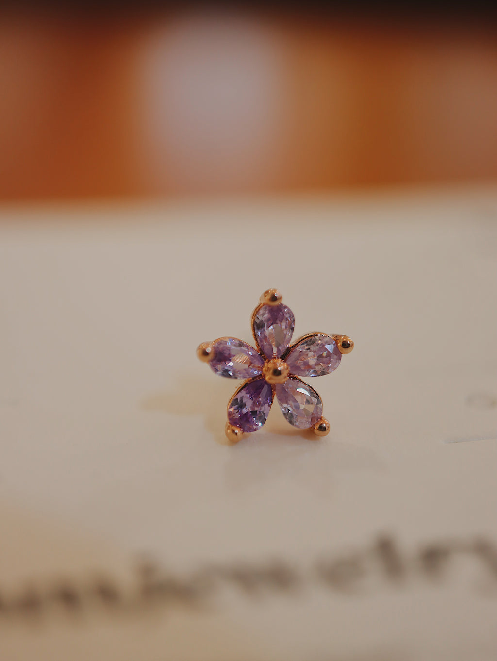 Flower cz surgical steel earring