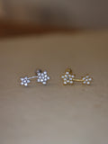 Double star cz 925 silver stud piercing (1pc)