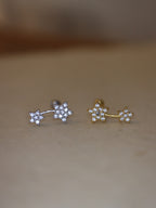 Double star cz 925 silver stud piercing (1pc)