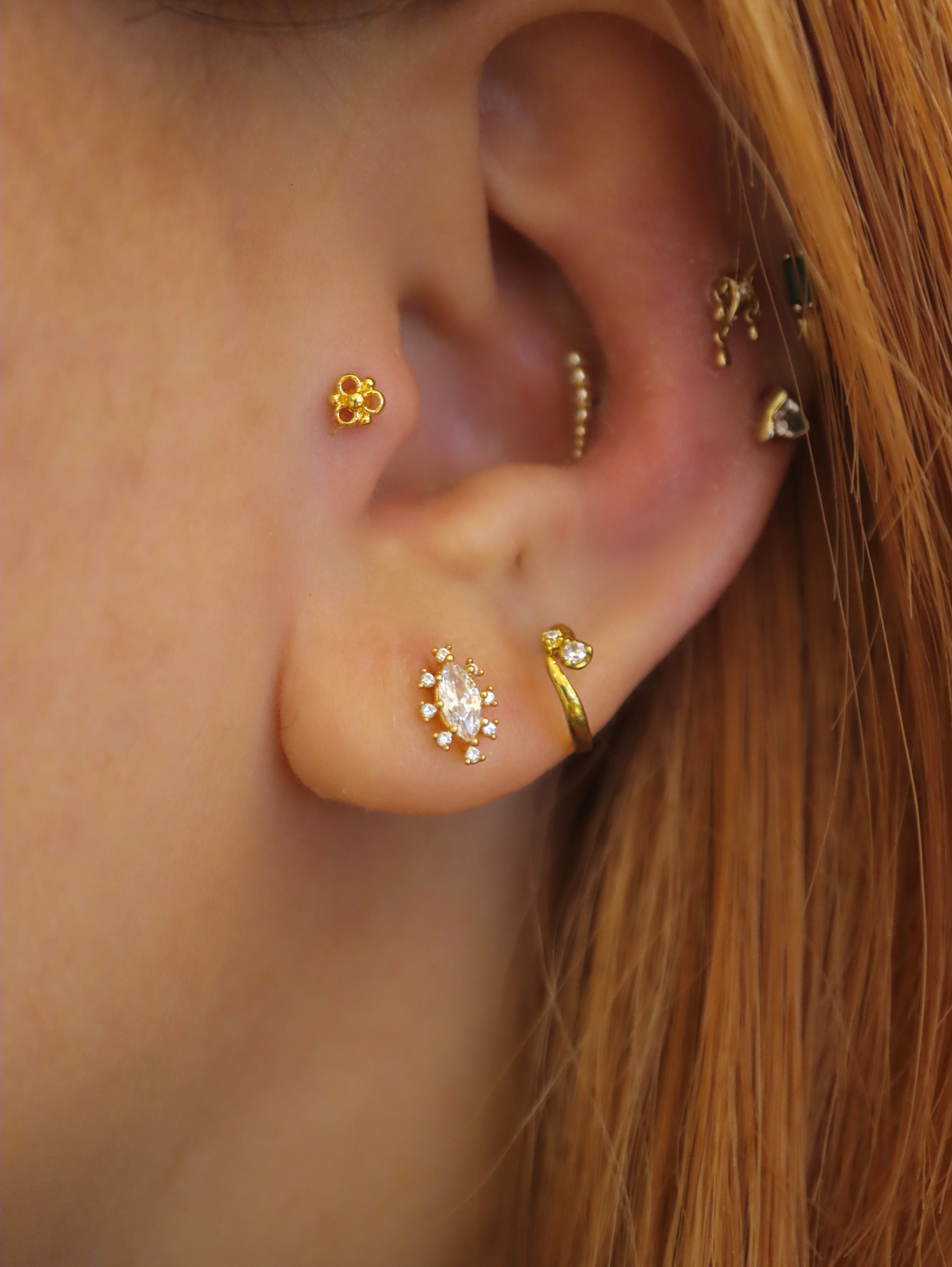 Marquise Halo Stud Surgical Steel Piercing (1pc)