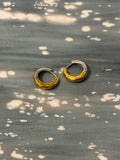 Two tone stud cz stainless steel earrings