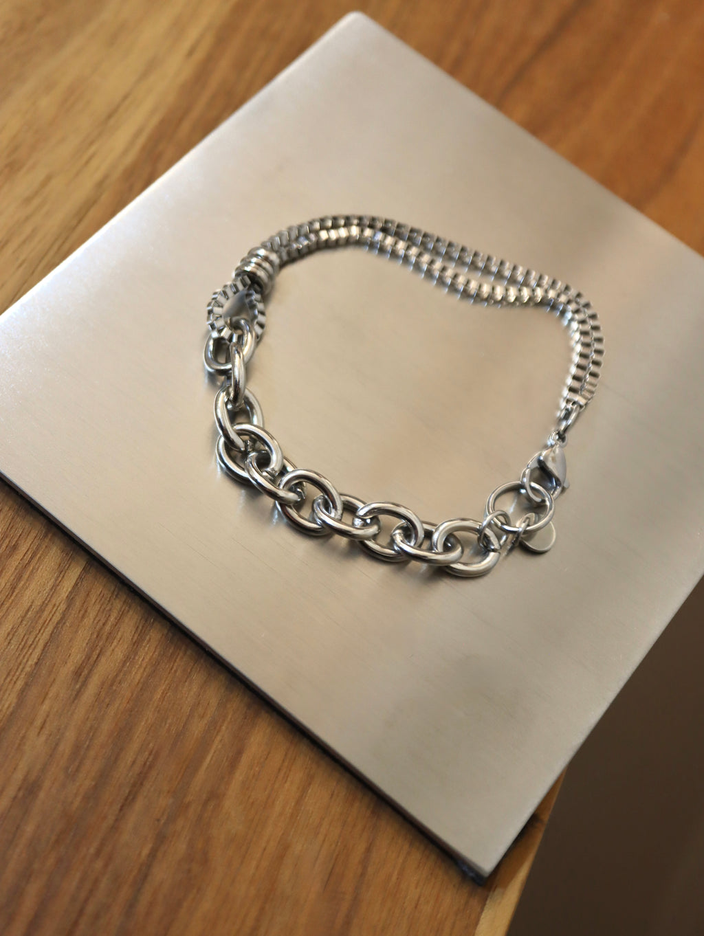 Interlock chain stainless steel bracelet