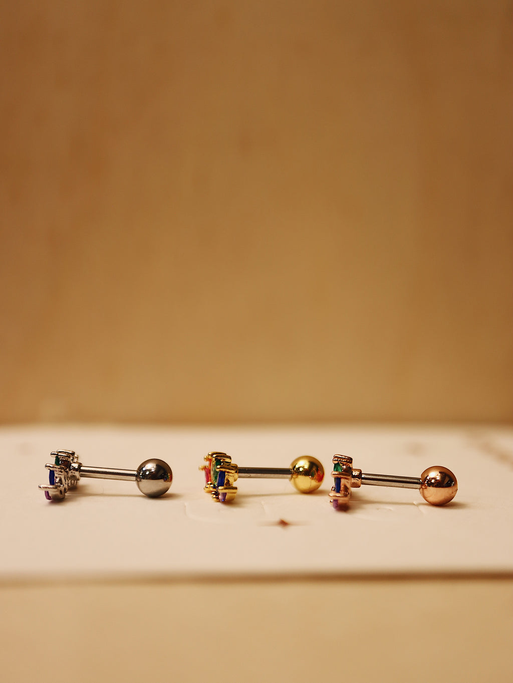 Rainbow cz marquise piercing surgical steel