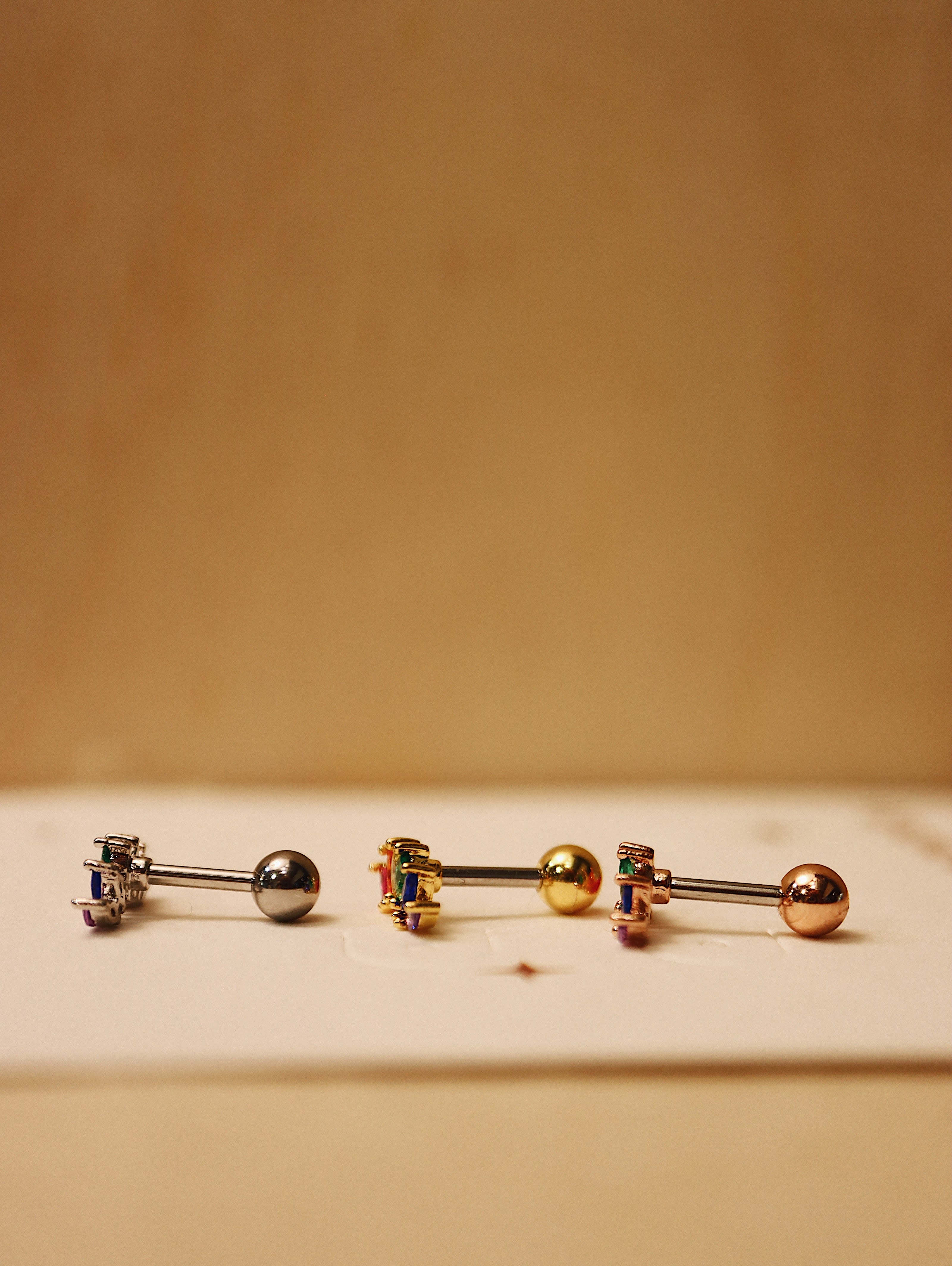 Rainbow cz marquise piercing surgical steel