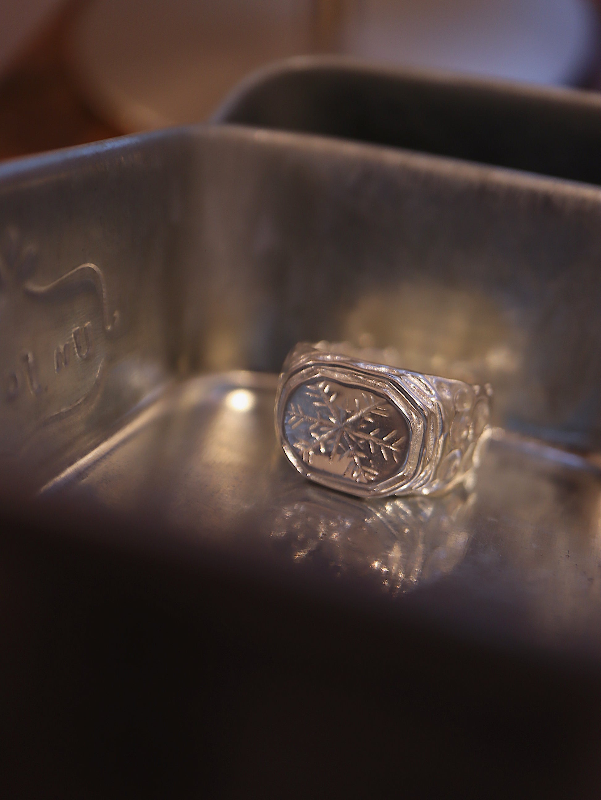 Snowflake 925 silver open size ring