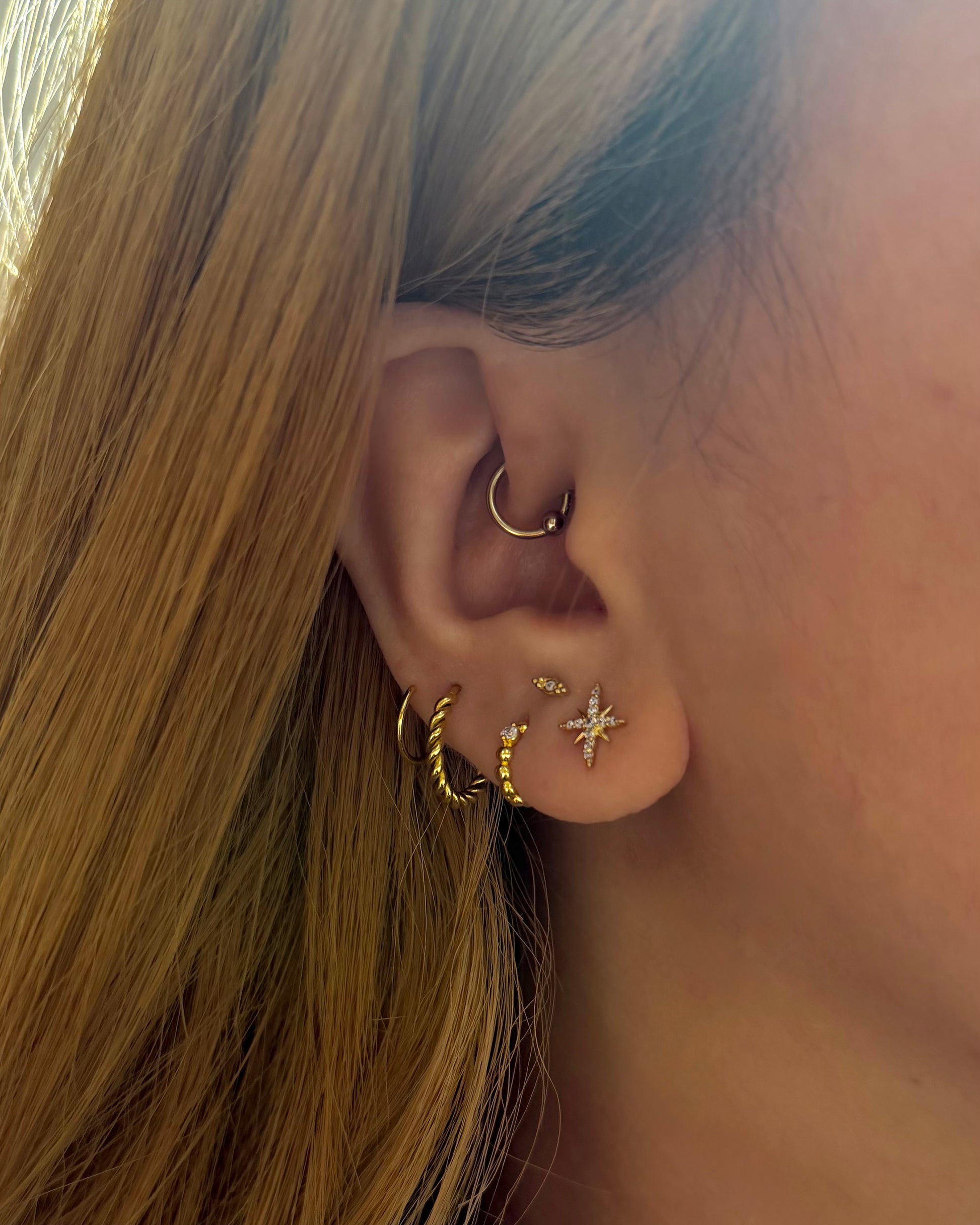 Cz hinged hoop earring piercing