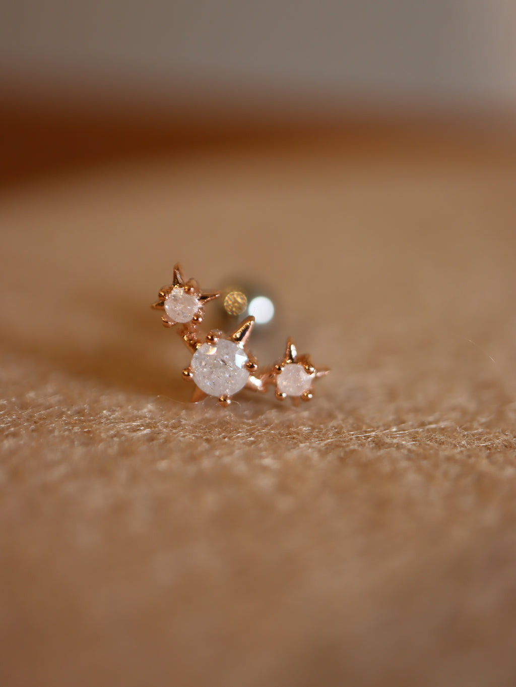 Surgical steel triple cz sparkle earring (1pc)