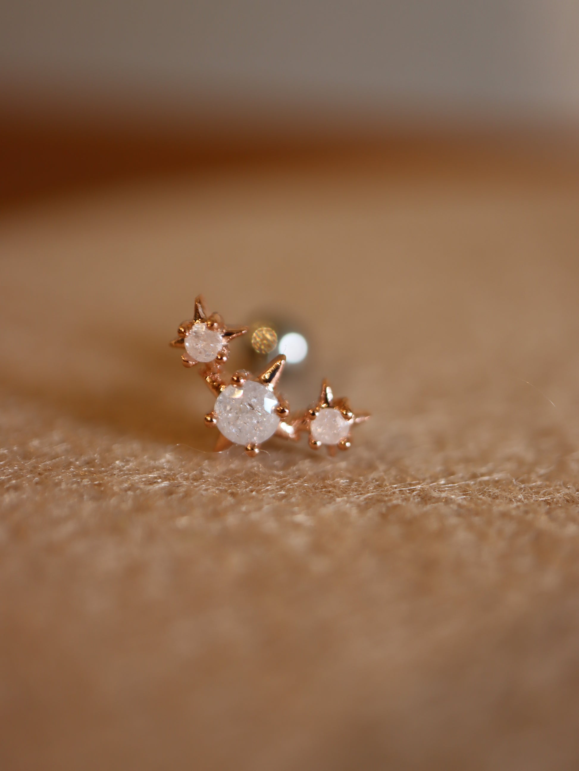 Surgical steel triple cz sparkle earring (1pc)