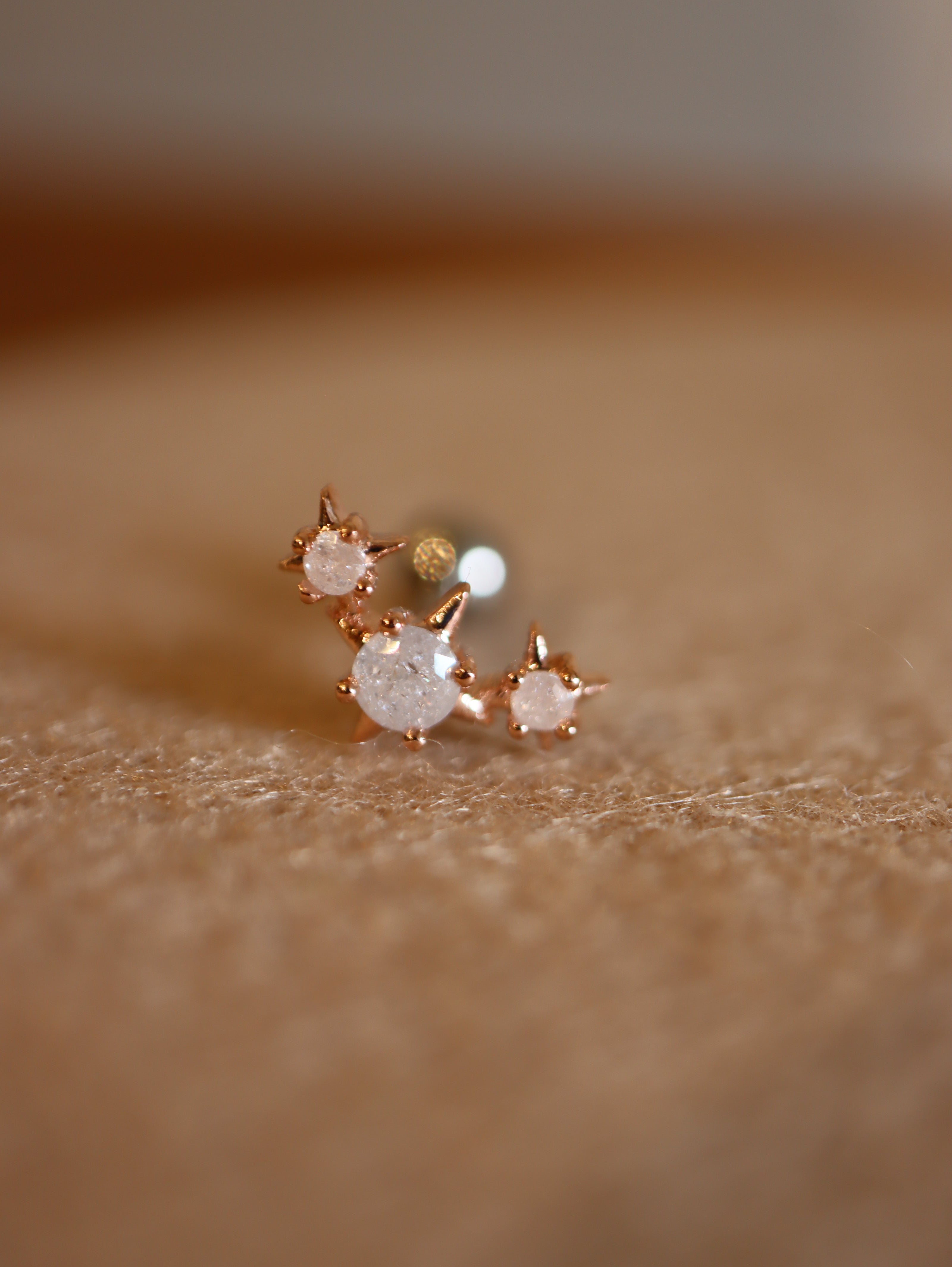 Surgical steel triple cz sparkle earring (1pc)