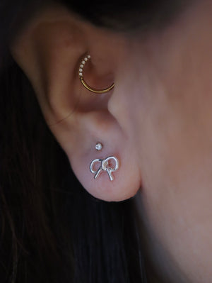 Ribbon Silver925 barbell earring piercing