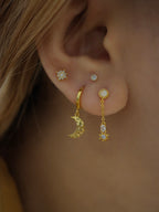 Hoop drop crescent earrings