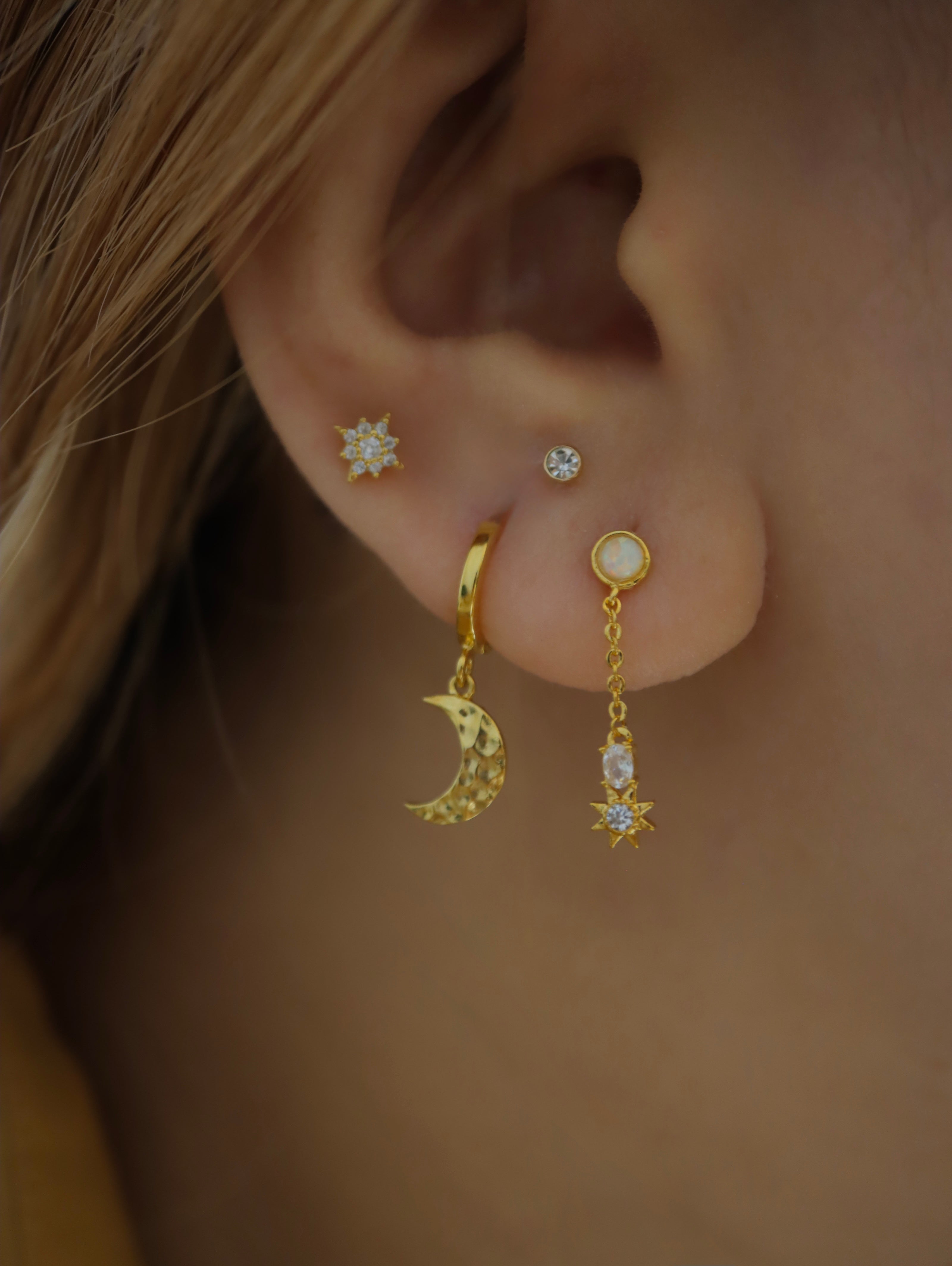 Long drop cz brass earrings