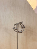 Triple Bead Hoop Stainless Steel Earrings