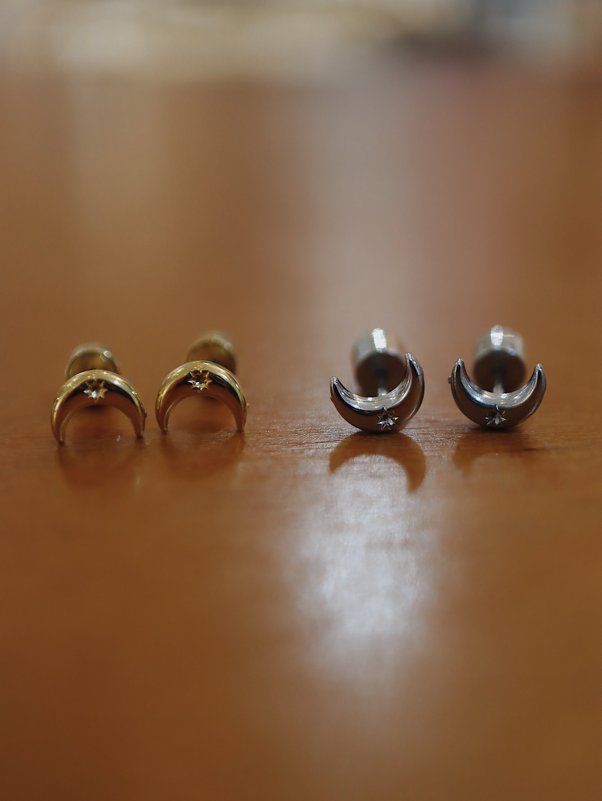 Crescent stainless steel earrings