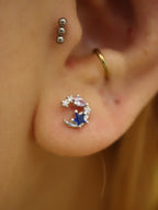 Crescent star stud surgical steel piercing (1pc)