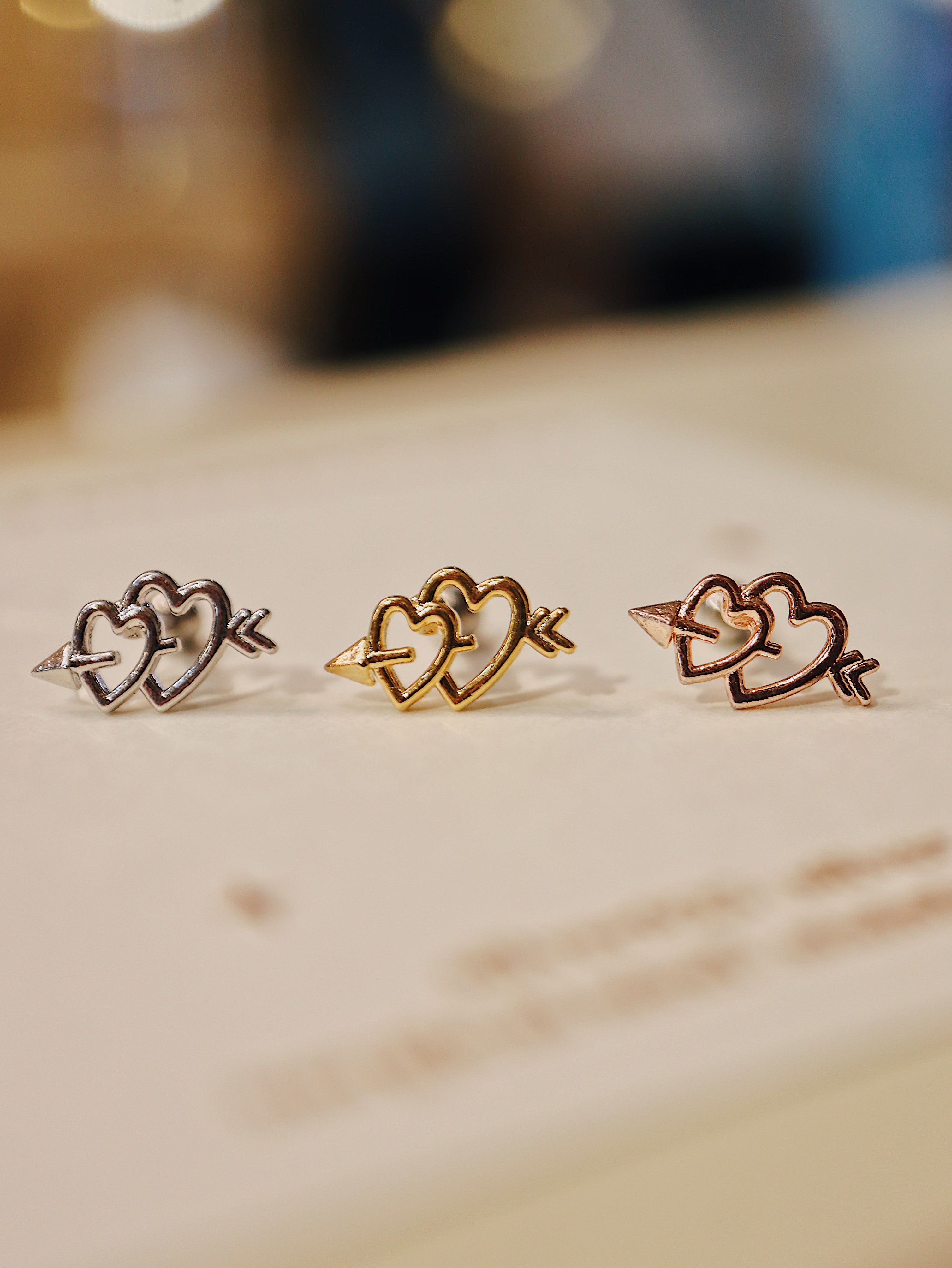 💘Double heart surgical steel piercing