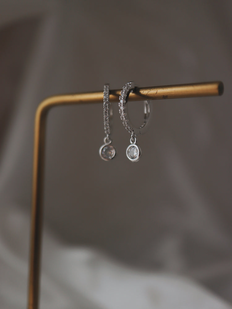 Hoop drop cz silver 925 earrings