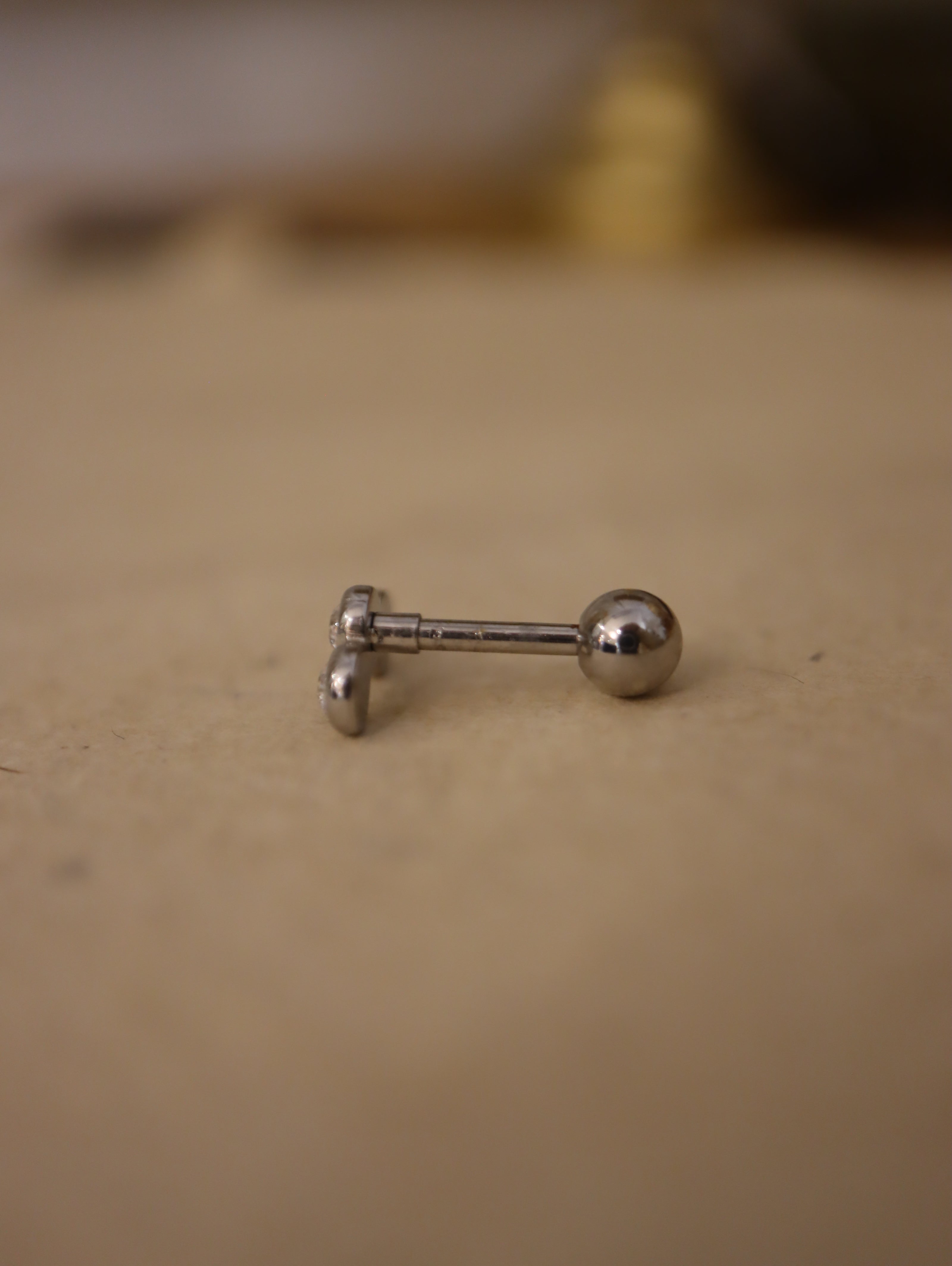 Triple cz surgical steel stud piercing