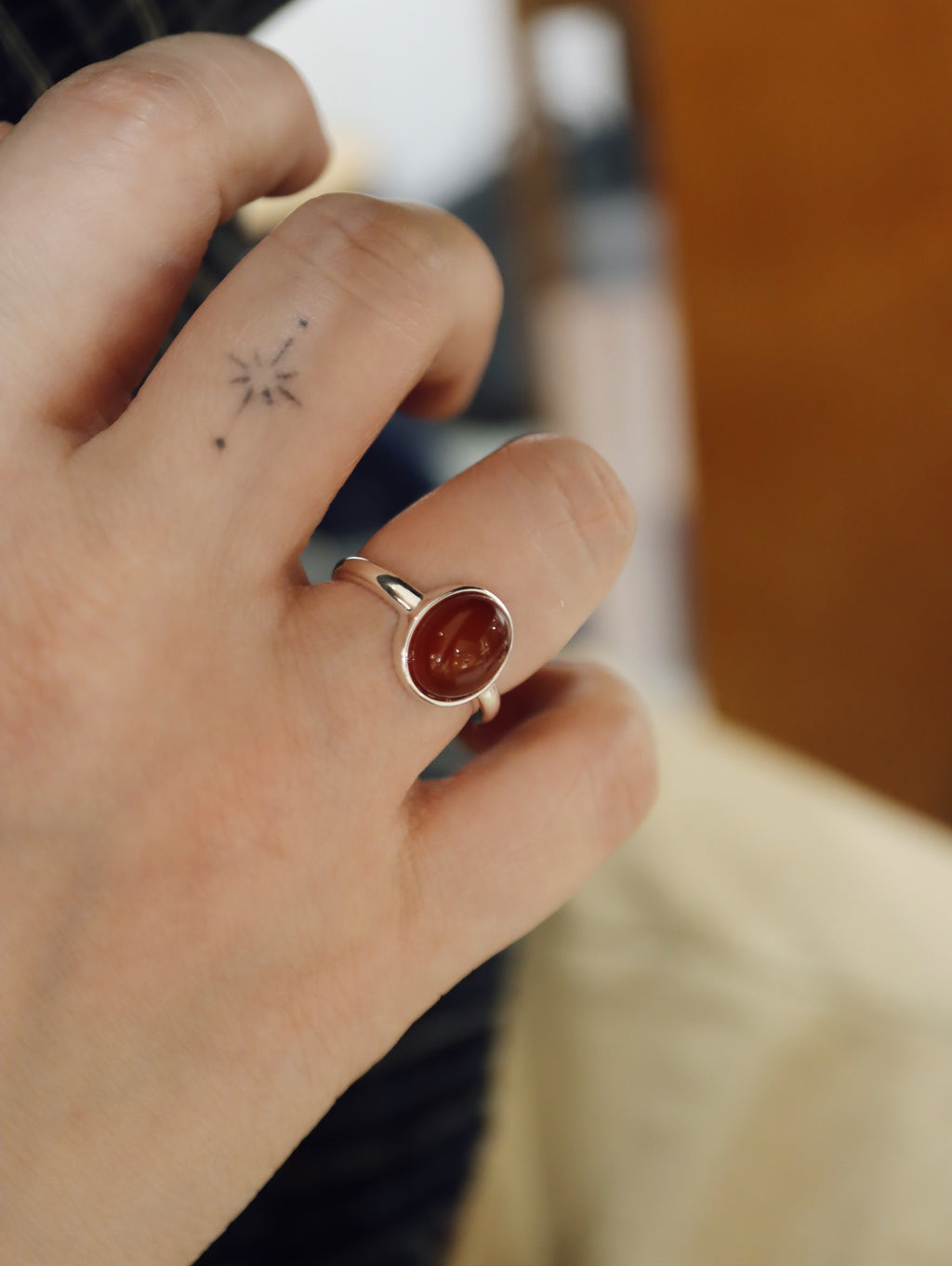 Gemstone 925 Silver open size ring