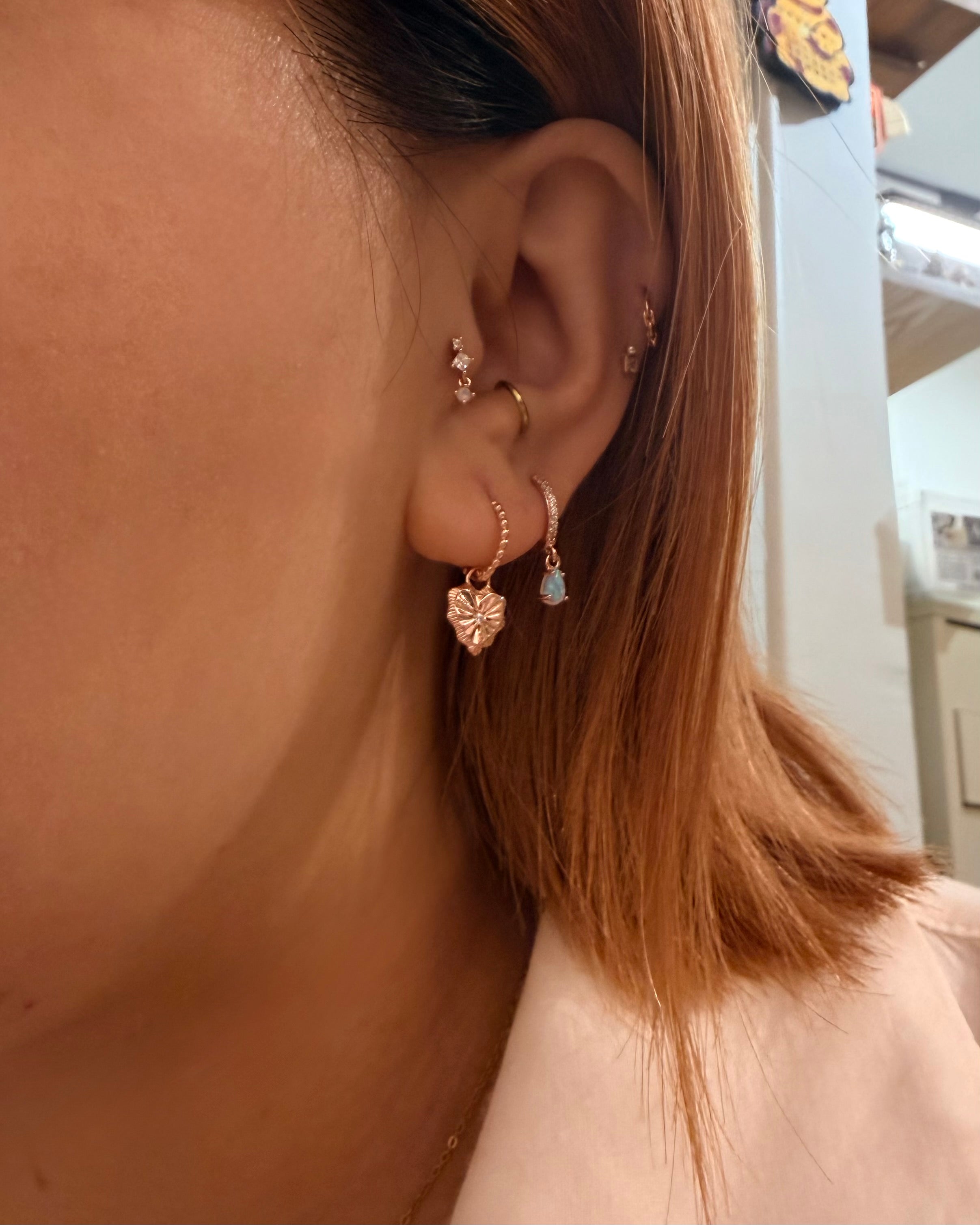 Drop heart hinged silver925 earrings