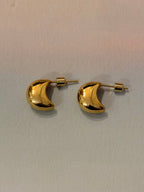 Crescent glow stainless steel earrings