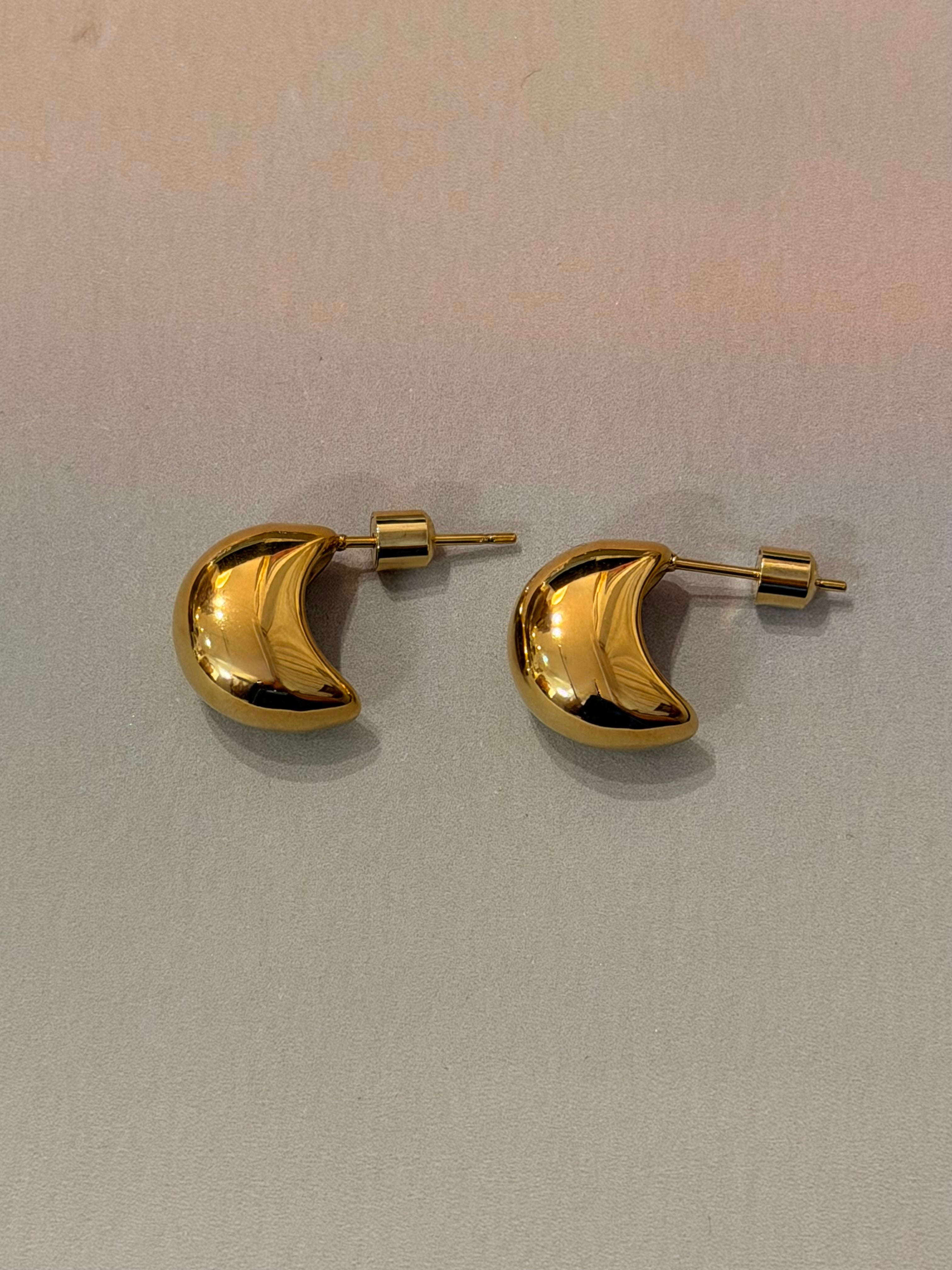 Crescent glow stainless steel earrings