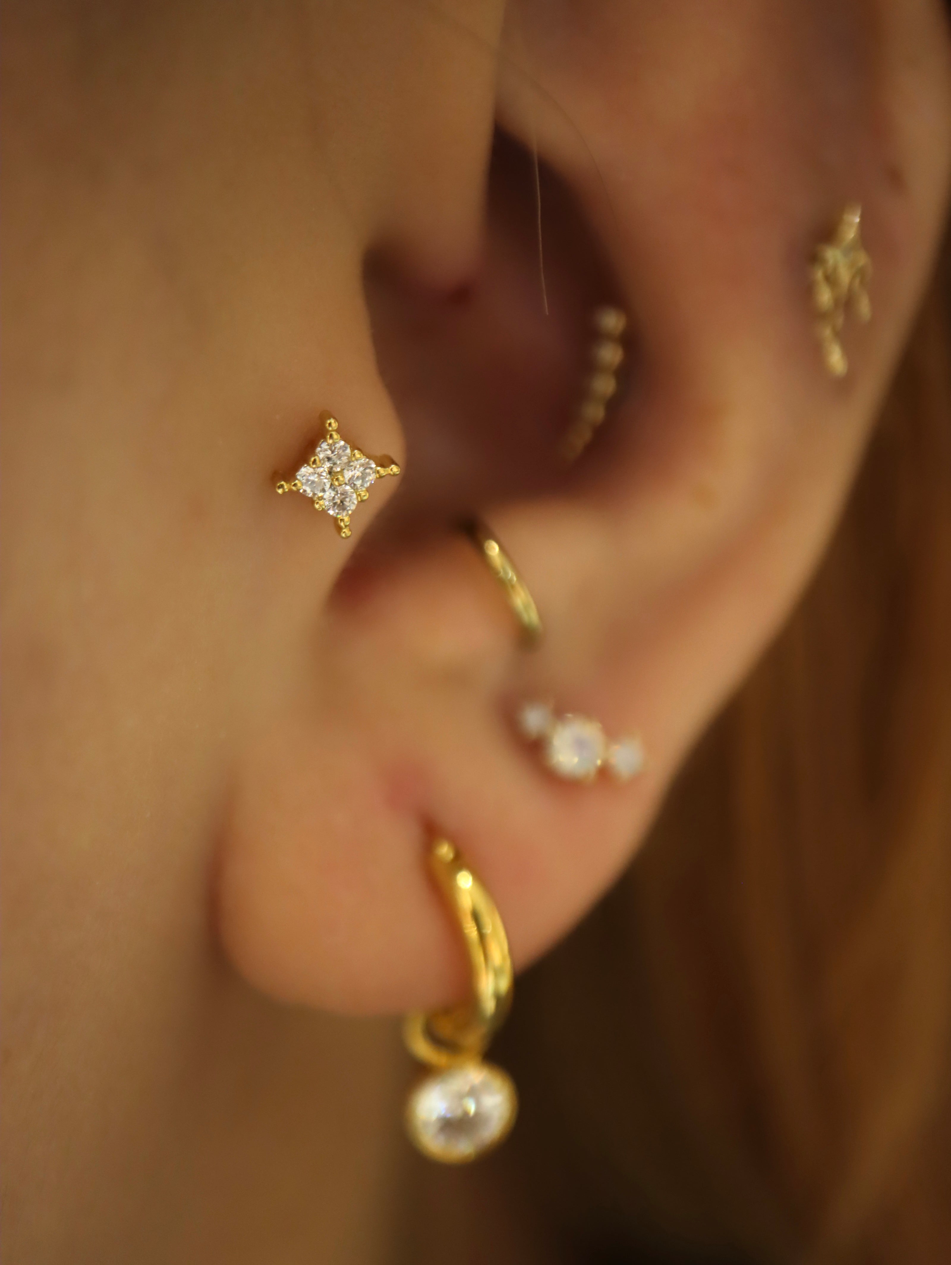 Quadrant Stud CZ Surgical Steel Earring Piercing (1pc)