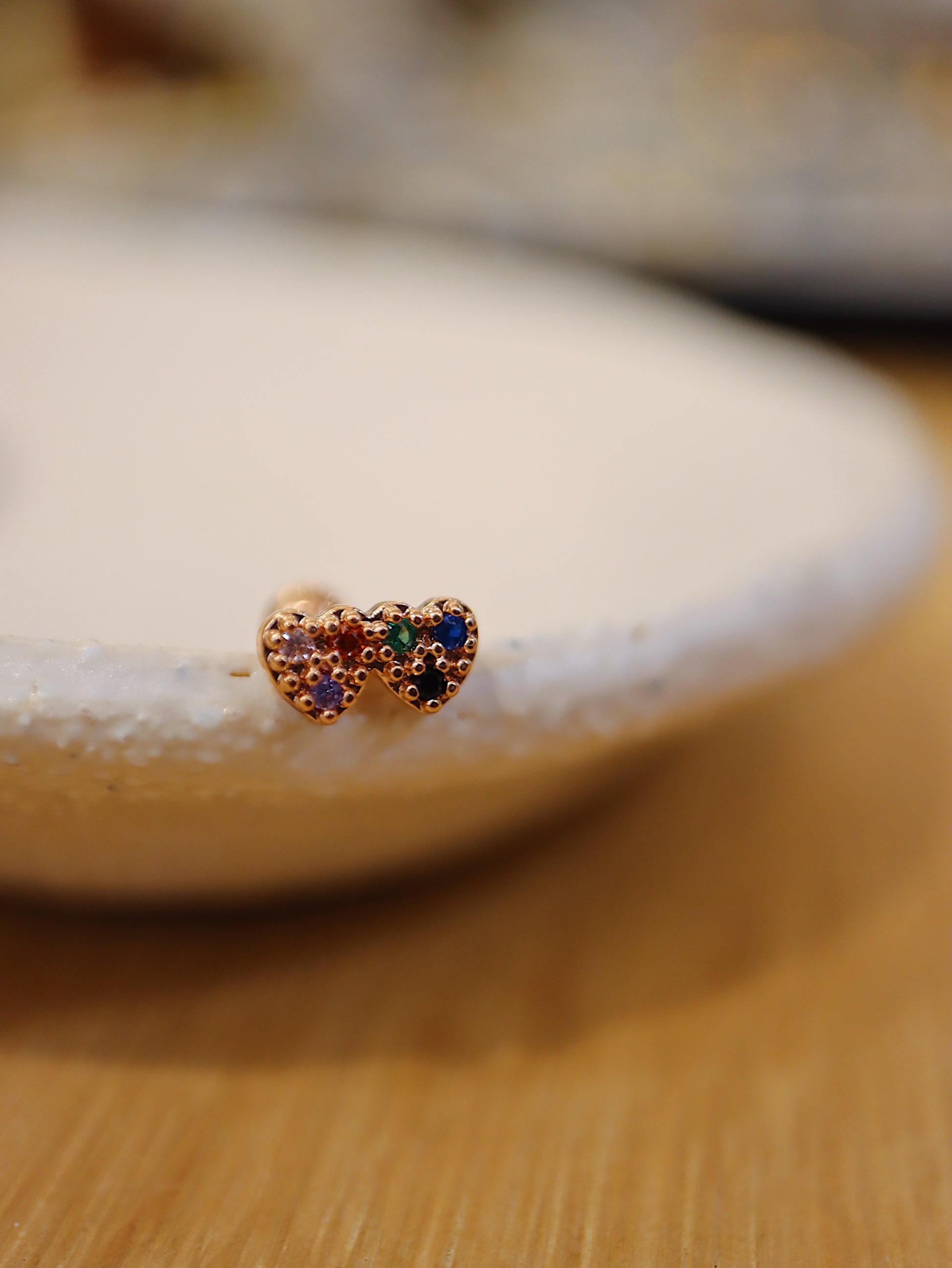 Double heart surgical steel piercing