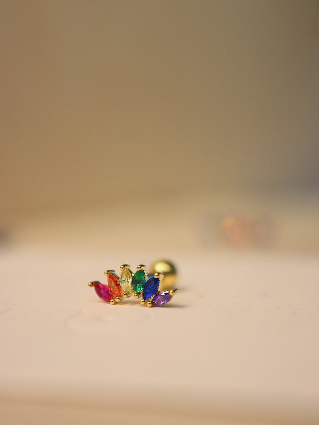 Rainbow cz marquise piercing surgical steel