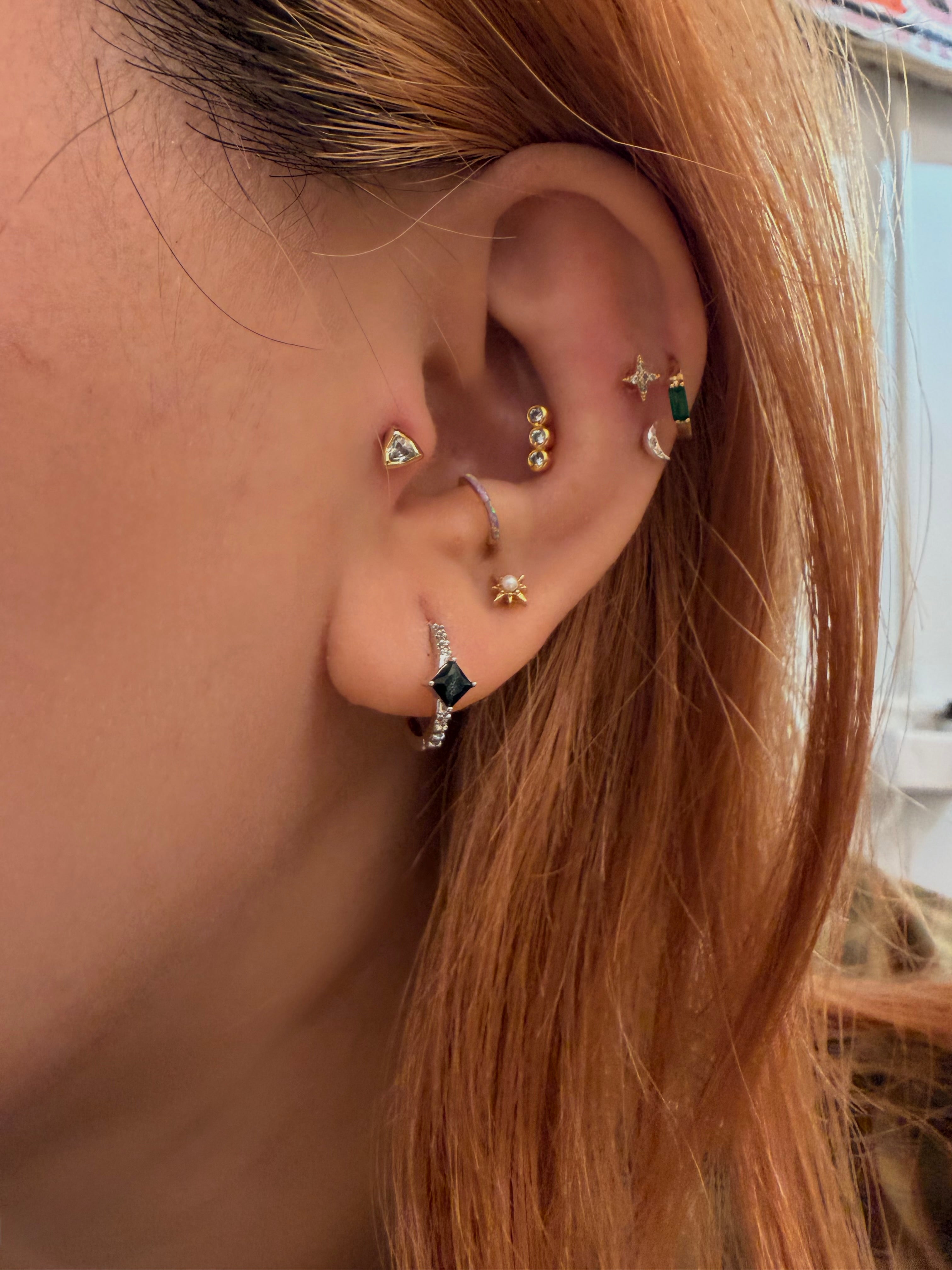 Black cz 95 silver hinged hoop earrings 2