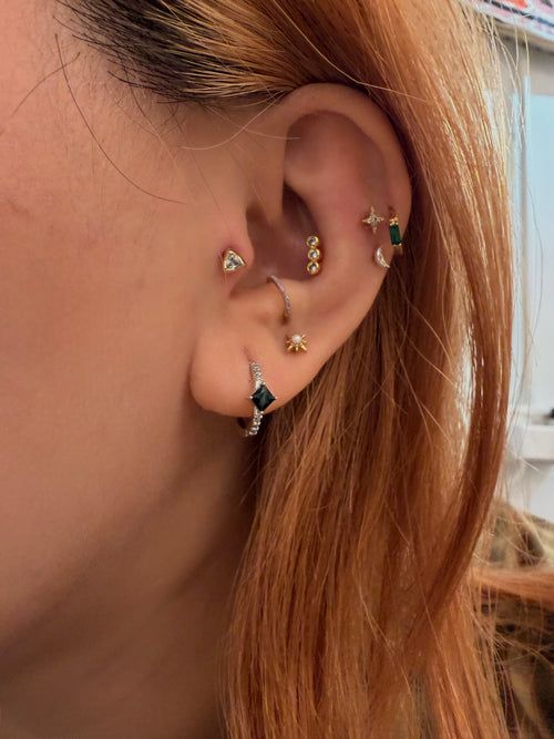 Black cz 95 silver hinged hoop earrings 2