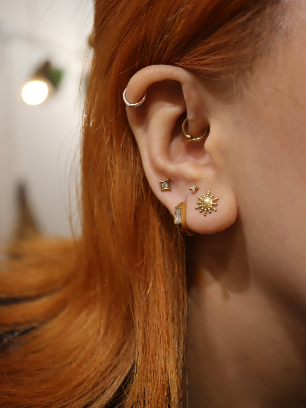 Rhombus Bezel Stud Earrings