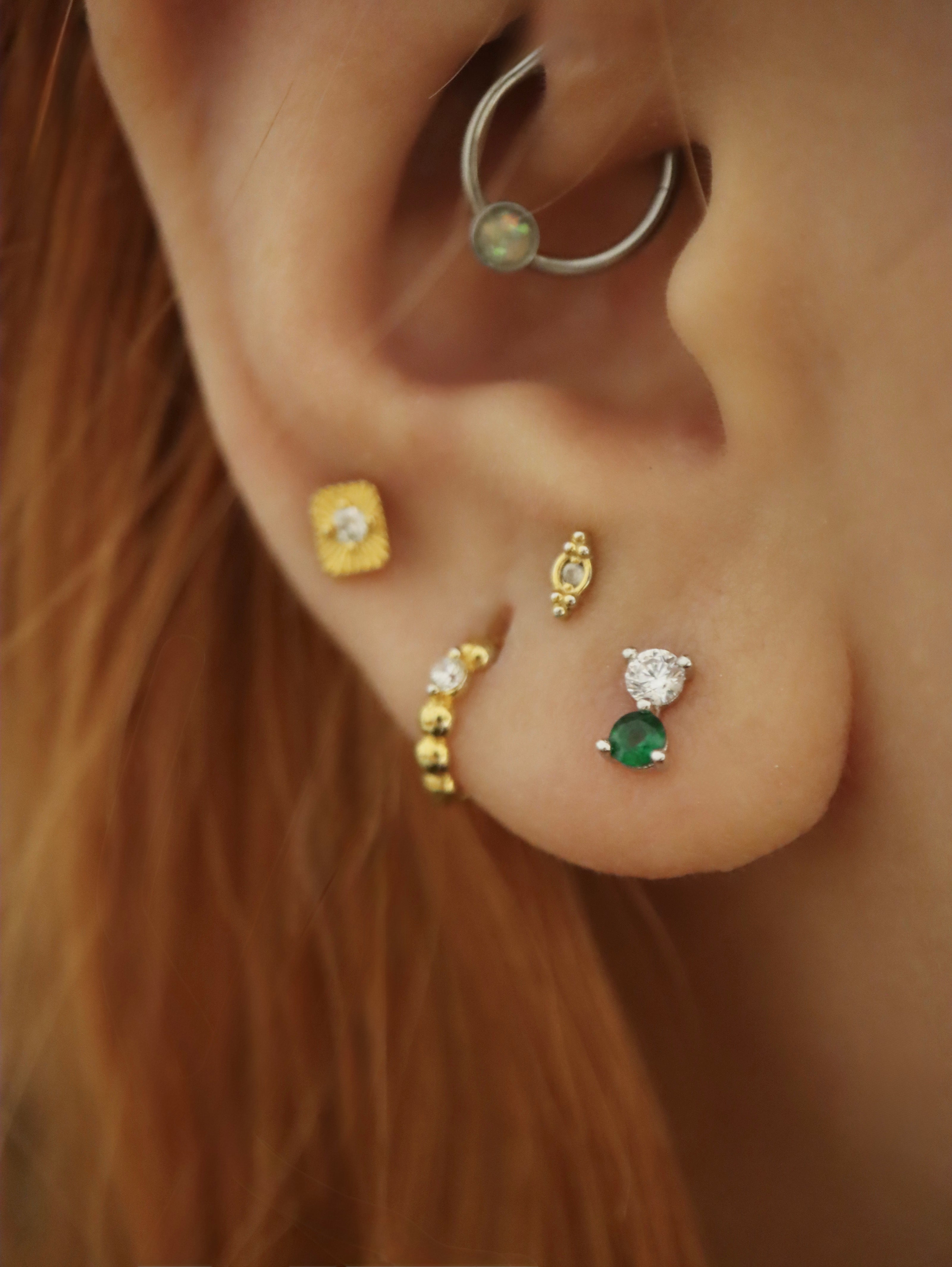 Double cz 925 silver flat back piercing (1pc)