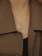 Croissant 925 silver long necklace