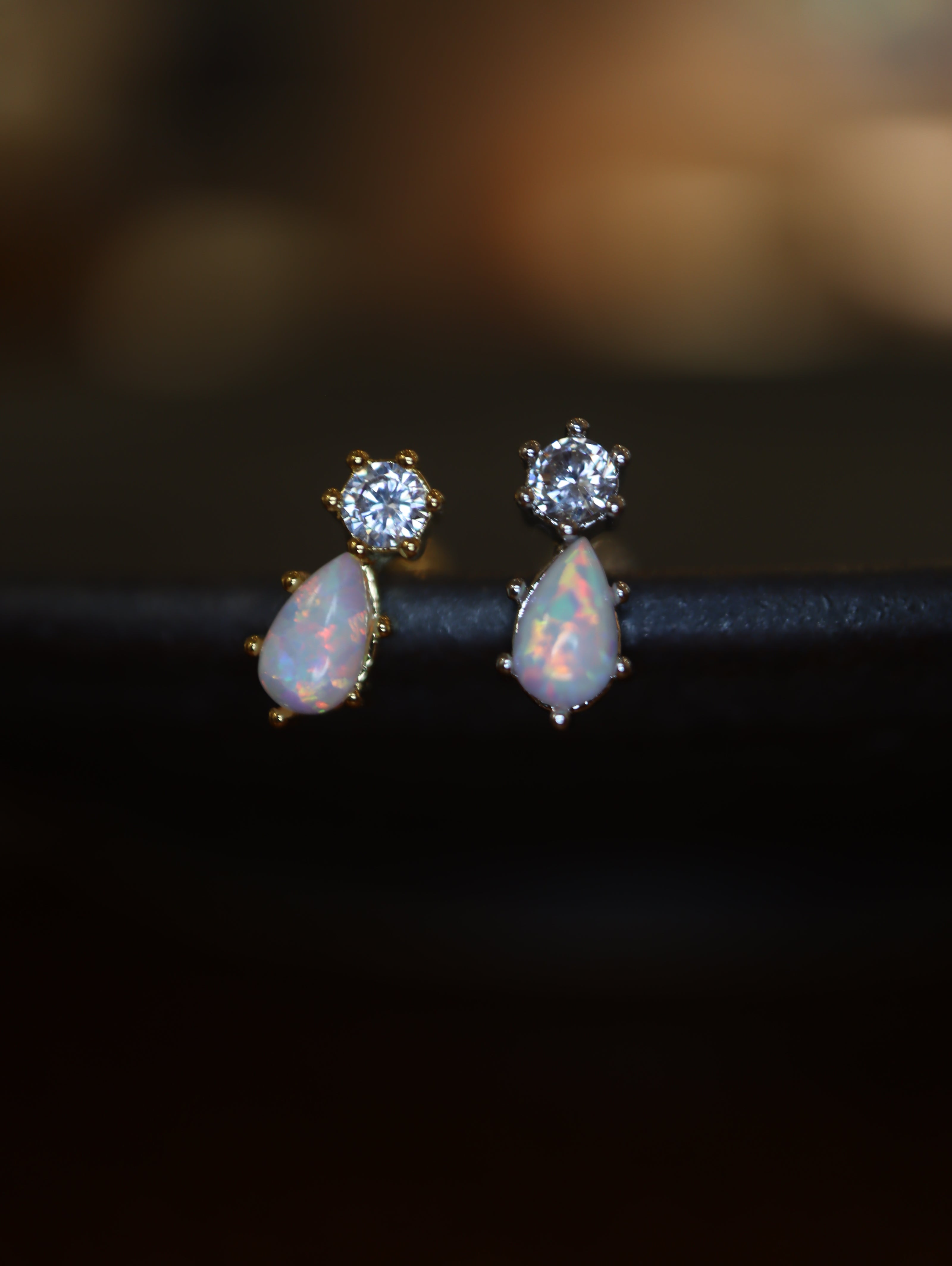 Aura Teardrop Opal Stud 925 silver earrings