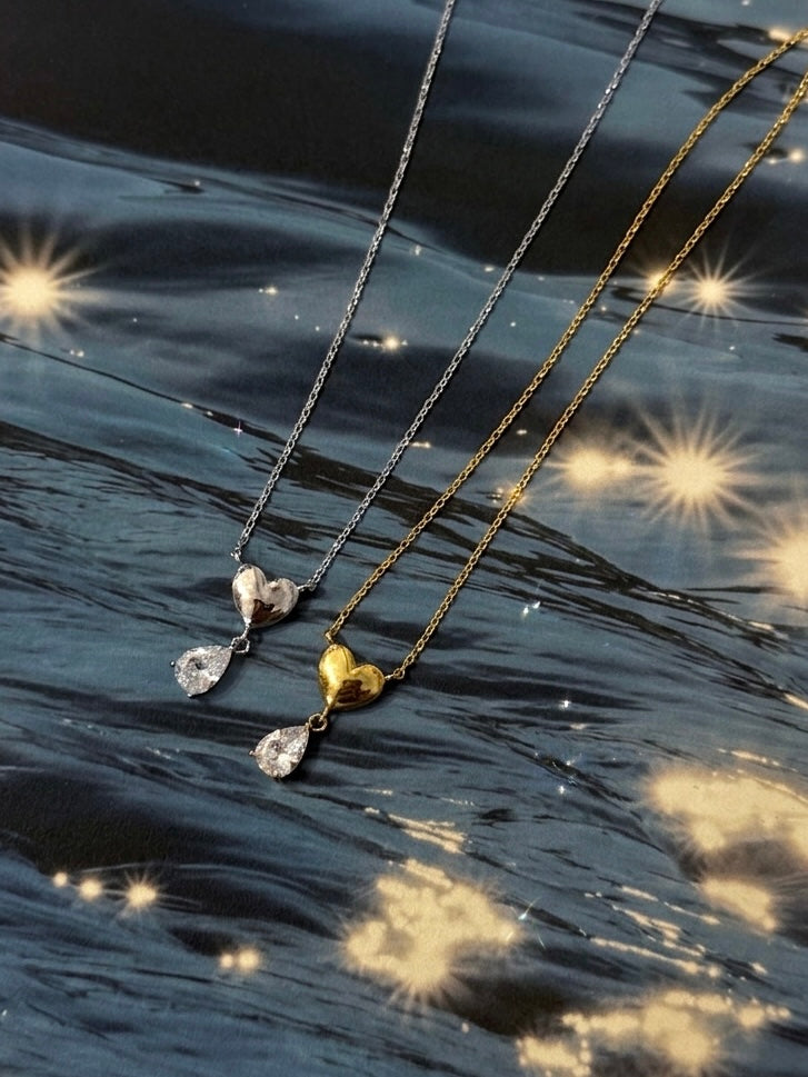 Beloved drop brass necklace