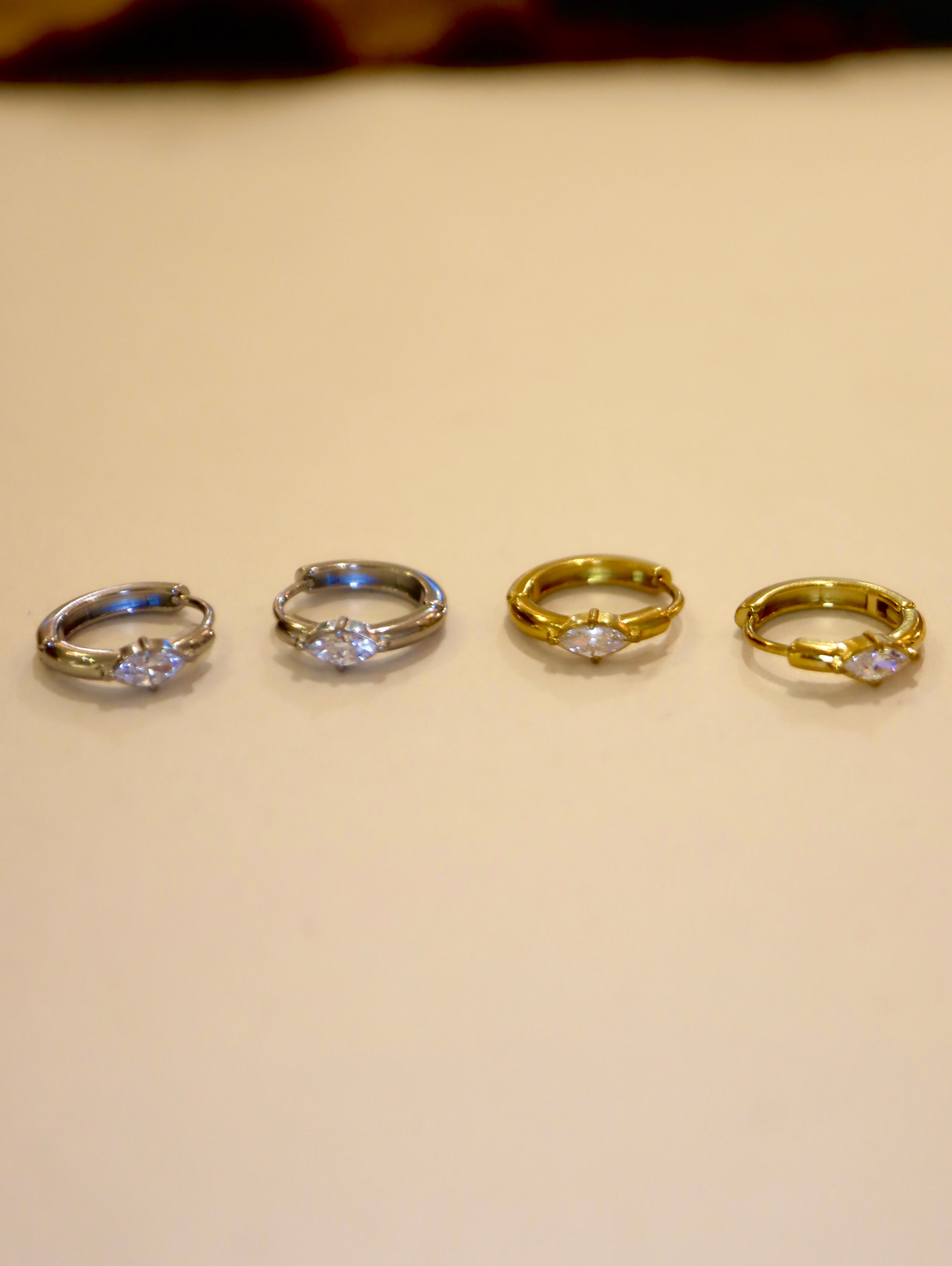 Marquise CZ hoop Stainless Steel Earrings