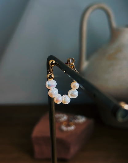 Raw pearls front to back earrings