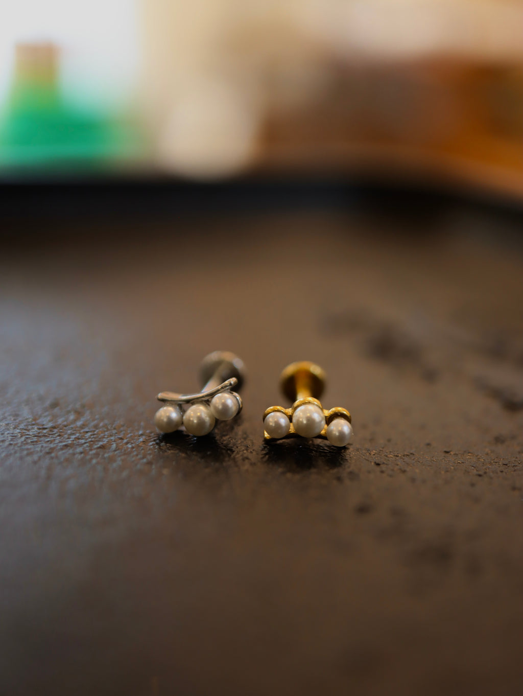 Triple pearl push pin stainless steel flat back