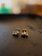 Triple pearl push pin stainless steel flat back